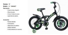 Bicicleta KY CRICKET Rodada: Ring 16  Cuenta con Ruedas de Seguridad...!